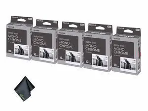5xFUJIFILM INSTAX Wide Monochrome Instant Film (10 Exposures), Microfiber Cleaning Cloth, Bundle