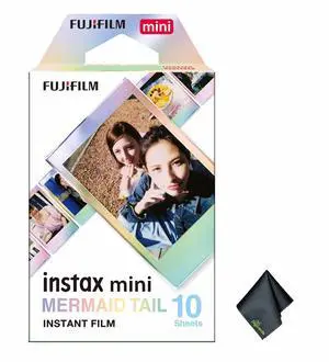 FUJIFILM INSTAX MINI Mermaid Tail Instant Film (10 Exposures), Microfiber Cleaning Cloth, Bundle
