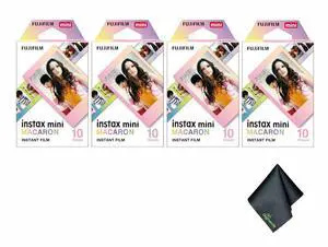 4xFUJIFILM INSTAX MINI Macaron Instant Film (10 Exposures), Microfiber Cleaning Cloth, Bundle