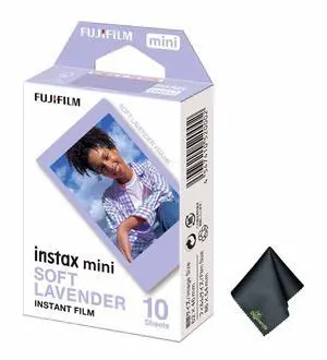 FUJIFILM INSTAX MINI Soft Lavender Instant Film (10 Exposures), Microfiber Cleaning Cloth, Bundle