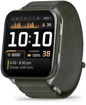 Garmin® Venu® X1, Thin and Lightweight GPS Smartwatch, AMOLED Display, Advanced Health and Fitness Features, Moss with Titanium Caseback and Moss ComfortFit Nylon Band
