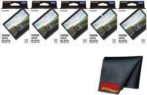 Fujifilm Instax Wide Black Instant Film (50 Exposures)+Microfiber Cleaning Cloth