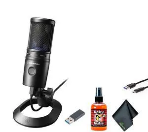 Audio-Technica AT2020USB-X Cardioid Condenser USB Microphone, Black, Bundle