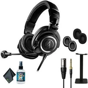 Audio-Technica ATH-M50xSTS XLR StreamSet Streaming Headset, Headphone stand