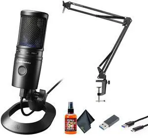 Audio-Technica AT2020USB-X Cardioid Condenser USB Microphone, Boom Arm Mic Stand