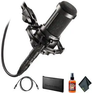 Audio-Technica AT2035 Cardioid Condenser Microphone, 10 Ft XLR Cable, Bundle