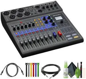 Zoom LiveTrakL-8 Portable 8-Channel Digital Mixer and Multitrack Recorder,Bundle