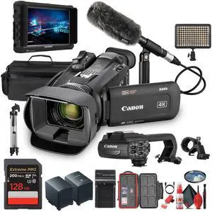 Canon XA60 PAL Professional UHD 4K Camcorder + Microphone + 7" Monitor + More (Bundle)
