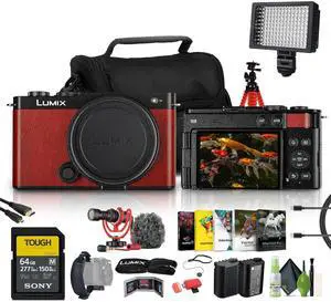 Panasonic Lumix S9 Camera (Red), Rode VideoMicro Camera-Mount Shotgun Microphone