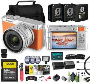 Panasonic Lumix S9 Camera with 18-40mm f/4.5-6.3 Lens(Orange), 128GB Memory Card