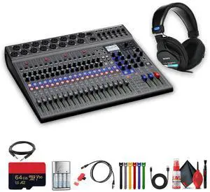 Zoom LiveTrak L-20-20-Input Digital Mixer + MDR-7506 Headphones, Bundle