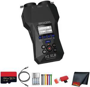 Zoom H1XLR Portable Audio Recorder for Video, Memory Card 64GB, Bundle