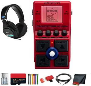 Zoom MS-60B+ MultiStomp Multi-FX Bass Pedal + MDR-7506 Headphones, Bundle