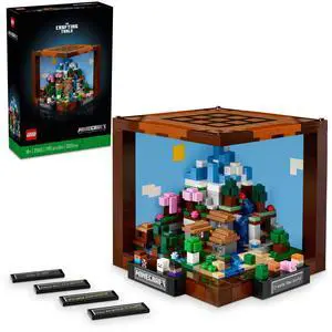 LEGO Minecraft The Crafting Table, Collectible Video Game Building Set with Minecraft Figures, Mobs and Biomes, 15 Year Anniversary Model, Build and Display Minecraft Gift for Adults, 21265