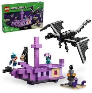 LEGO Minecraft The Ender Dragon and End Ship Building Set, Video Game Toy with 2 Minecraft Minifigures, Dragon Toy Action Playset for Kids, Birthday Gift for Boys and Girls Ages 8 and Up, 21264