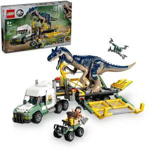 LEGO Jurassic World Dinosaur Missions: Allosaurus Transport Truck Toy, Fun Gift Idea for Kids with Kenji, Darius and Yaz Minifigures, Jurassic World Dinosaur Toy for Boys and Girls Ages 8 and Up 76966