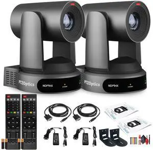2 x PTZOptics Move 4K PTZ Camera with 30x Zoom (Gray) (PT30X-4K-GY-G3) + 2 x Wall Mount