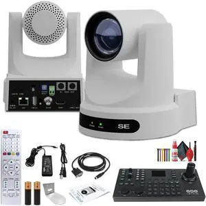 PTZOptics Move SE PTZ Camera with 20x Optical Zoom + PTZOptics SuperJoy PTZ Camera Controller + Wall Mount
