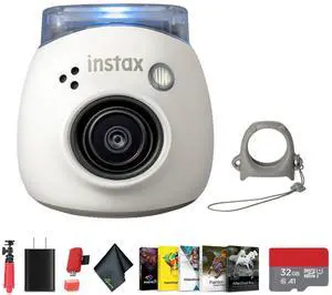 FUJIFILM INSTAX PAL Digital Camera (MilkyWhite), Memory Card Wallet, Memory Card