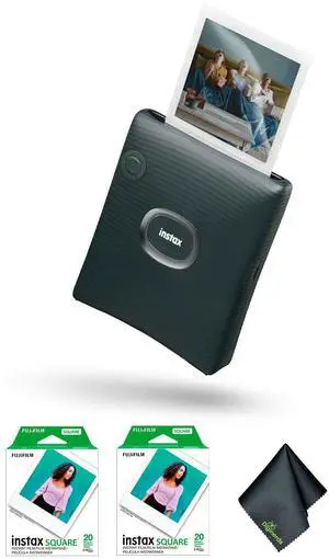 FUJIFILM INSTAX SQUARE LINK Smartphone Printer (Green), Pack of 2 instax film