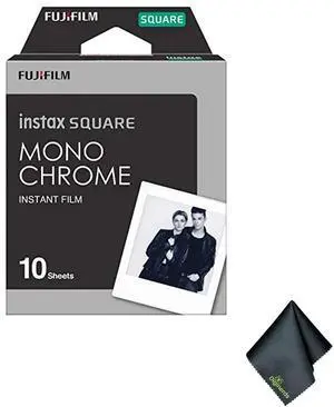 FUJIFILM INSTAX SQUARE Monochrome Instant Film (10 Exposures), Cleaning Cloth