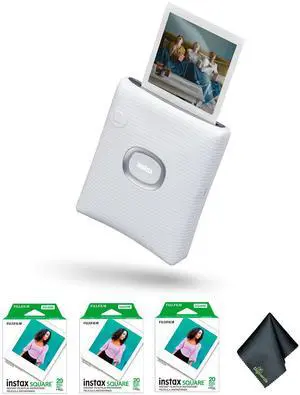FUJIFILM INSTAX SQUARE LINK Smartphone Printer (White), Pack of 3 instax film