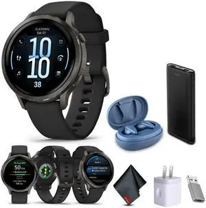 Garmin Venu 4, 41mm, Advanced Health and Fitness GPS Smartwatch, Bright and Colorful Display, Built-in Flashlight, 10 Days of Battery Life, Slate with Black Silicone Band