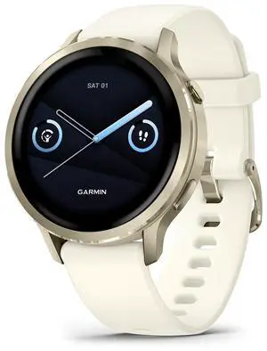 Garmin Venu® 4, 41mm, Advanced Health and Fitness GPS Smartwatch, Bright and Colorful Display, Built-in Flashlight, 10 Days of Battery Life, Lunar Gold with Bone Silicone Band