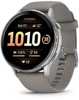 Garmin Venu® 4, 45mm, Advanced Health and Fitness GPS Smartwatch, Bright and Colorful Display, Built-in Flashlight, 12 Days of Battery Life, Silver with Silver Gray Silicone Band