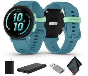 Garmin Bounce 2, Kids Smartwatch, Turquoise, USB (USA) ADAPTERS