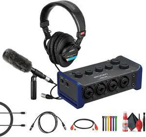 Zoom AMS-44 USB Audio Interface, Sony Microphone + Headphones