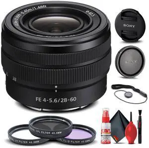 Sony FE 28-60mm f/4-5.6 Lens + Filter Kit + Cap Keeper + Cleaning Kit