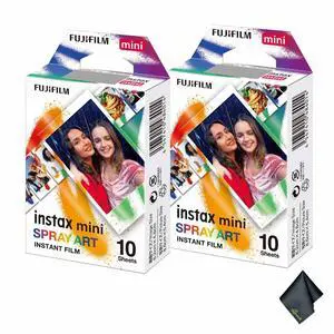 2xFUJIFILM INSTAX MINI Spray Art Instant Film (10 Exposures), Microfiber Cleaning Cloth, Bundle