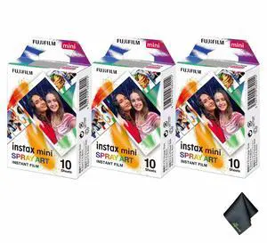 3xFUJIFILM INSTAX MINI Spray Art Instant Film (10 Exposures), Microfiber Cleaning Cloth, Bundle