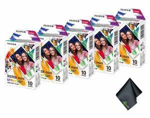 5xFUJIFILM INSTAX MINI Spray Art Instant Film (10 Exposures), Microfiber Cleaning Cloth, Bundle