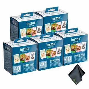 5xFUJIFILM INSTAX MINI Instant Film Variety Value Pack (40 Exposures), Microfiber Cleaning Cloth, Bundle