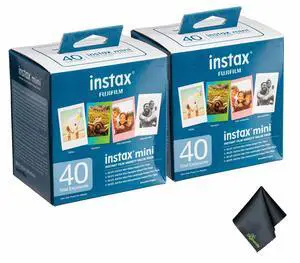 2xFUJIFILM INSTAX MINI Instant Film Variety Value Pack (40 Exposures), Microfiber Cleaning Cloth, Bundle
