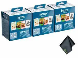3xFUJIFILM INSTAX MINI Instant Film Variety Value Pack (40 Exposures), Microfiber Cleaning Cloth, Bundle