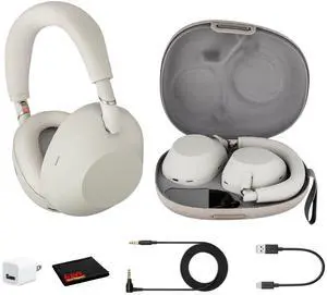 Sony WH-1000XM6 Wireless Noise Canceling Overhead Headphones (Silver) - Bundle
