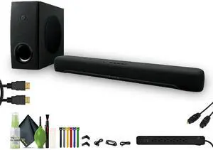 Yamaha SR-C30A 90W 2.1-Channel Soundbar System, Stanley 33251 6-Outlet 2 USB 400 Joule Surge Protector, Black, Cleaning kit, Diginerds HDMI Cable Super High Qual Gold plated 6FT, Bundle
