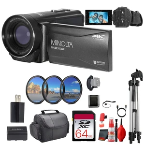 Minolta MN4K300WP 4K Ultra HD / 56 MP Waterproof Camcorder - Black - Bundle Minolta MN4K300WP 4K Ultra HD / 56 MP Waterproof Camcorder - Black - Bundle