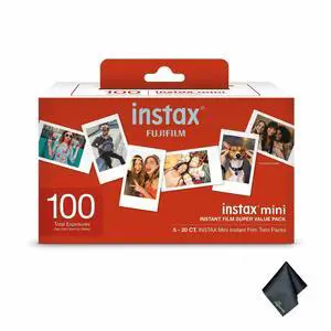 Fujifilm Instax Mini Instant Film- Super Value Pack- 100 Exposures, Microfiber Cleaning Cloth, Bundle Fujifilm Instax Mini Instant Film- Super Value Pack- 100 Exposures, Microfiber Cleaning Cloth, Bundle
