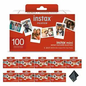 10xFujifilm Instax Mini Instant Film- Super Value Pack- 100 Exposures, Microfiber Cleaning Cloth, Bundle 10xFujifilm Instax Mini Instant Film- Super Value Pack- 100 Exposures, Microfiber Cleaning Cloth, Bundle