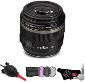Canon EF-S 60mm f/2.8 Macro USM Lens Accessory Bundle International Model