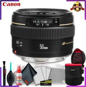 Canon EF 50 1.4 USM 58MM Lens + 4.5 inch Vivitar Premium Lens Case + Cleaning Kit