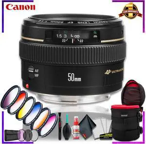 Canon EF 50 1.4 USM 58MM Lens (International Model) + 4.5 inch Vivitar Premium Lens Case + Vivitar Graduated Color Filte