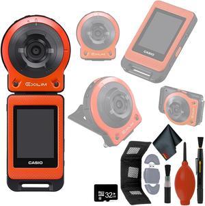 CASIO EX-FR10 EXILIM Digital Action Camera 14.1 MP - Orange - USB Reader + Wallet - 32GB microSD - Cleaning Kit