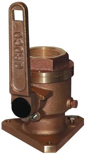 GROCO 1-1/4" Bronze Flanged Full Flow Seacock