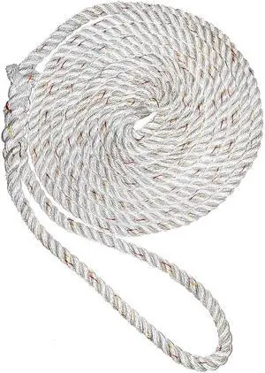 New England Ropes 1/2" X 15' Premium Nylon 3 Strand Dock Line - White w/Tracer