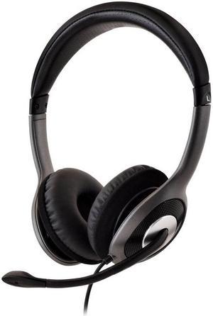V7 HU521 Deluxe USB Stereo Headphones with Microphone - Black & Grey